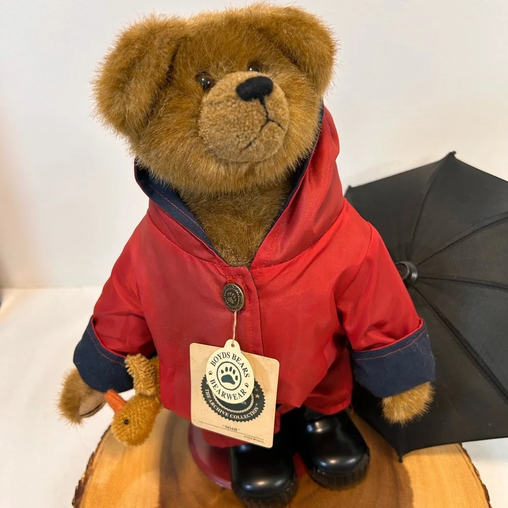 Boyds Bears Noah with Puddles teddy‎ bear, and Umbrella stock number #918434